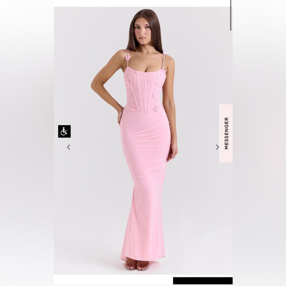 House of CB ROMOLA
Pink Stretch Mesh Butterfly Maxi Dress